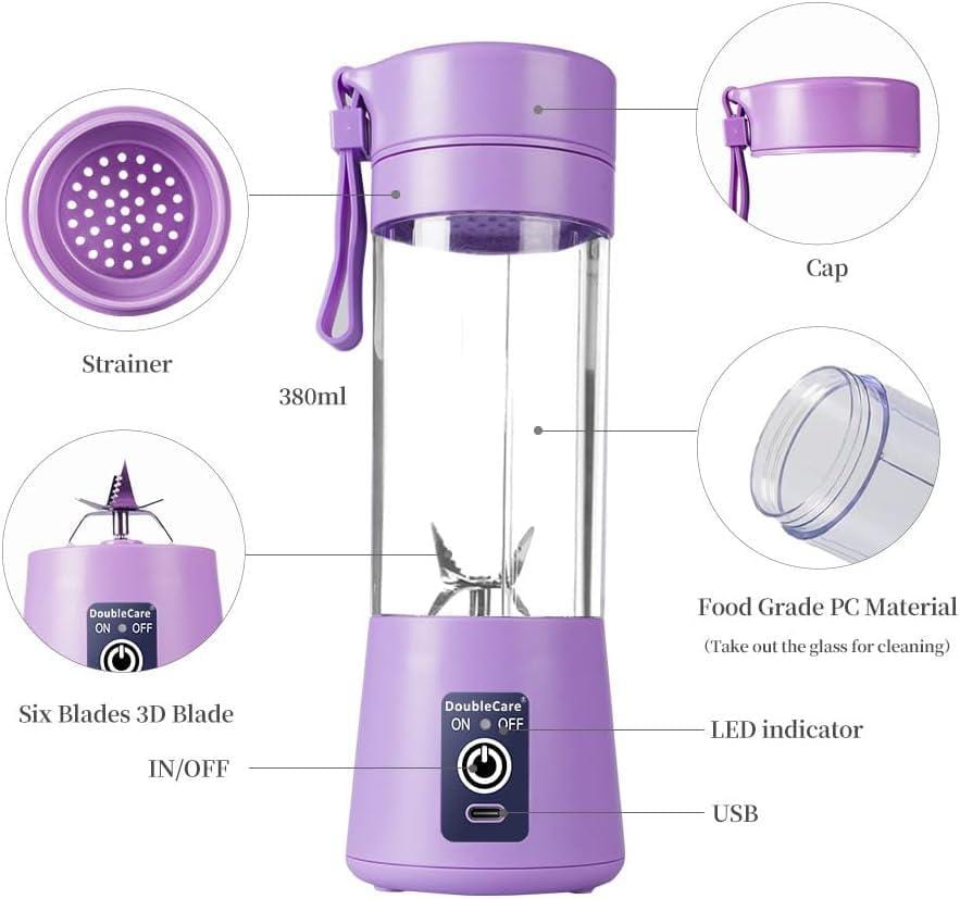 Portable 6 cuts Blender Home USB Rechargeable Electric Fruit Extractor Juice Blender Machine